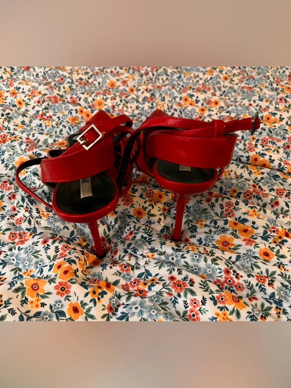 ZARA Red Strappy Pointed-Toe Women's Heels